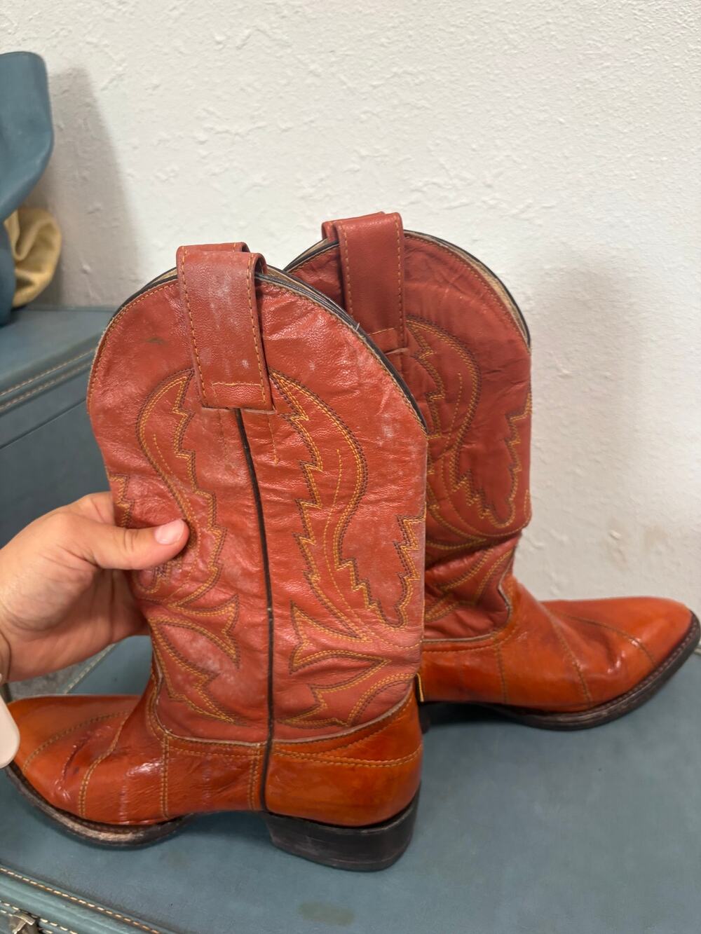 Vintage Houston Brown Leather Western Cowboy Boots Women's 7.5 Mexico